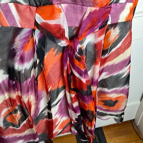 ❤️Cynthia Steffe Women's Abstract V Neck Sleeveless Silk Dress Multi-Color Sz2 - Picture 4 of 7